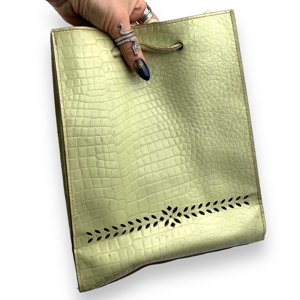 90's designer MONDANI NEW YORK green crocodile leather backpack / shoulder bag - Picture 13 of 15